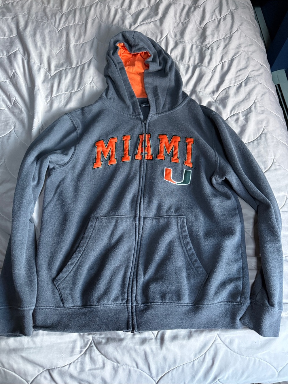 Colosseum Gray Hoodie with Orange Lining and Miami Logo